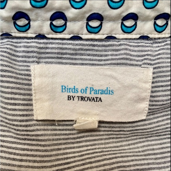 Birds of Paradis by Trovata Gray Stripe Lace Back Button Front Shirt Small - Picture 15 of 15